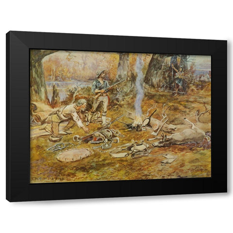 A Doubtful Guest Black Modern Wood Framed Art Print by Russell, Charles Marion