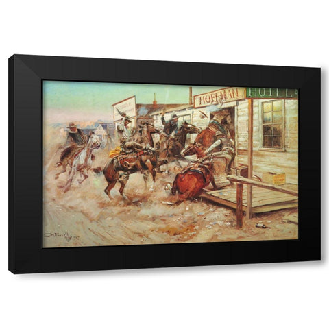 In without Knocking Black Modern Wood Framed Art Print with Double Matting by Russell, Charles Marion