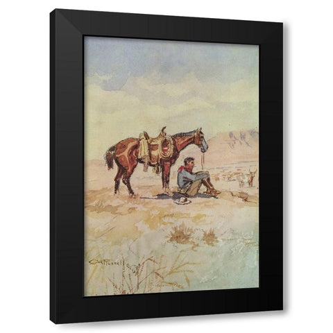Just a Little Sunshine Black Modern Wood Framed Art Print by Russell, Charles Marion
