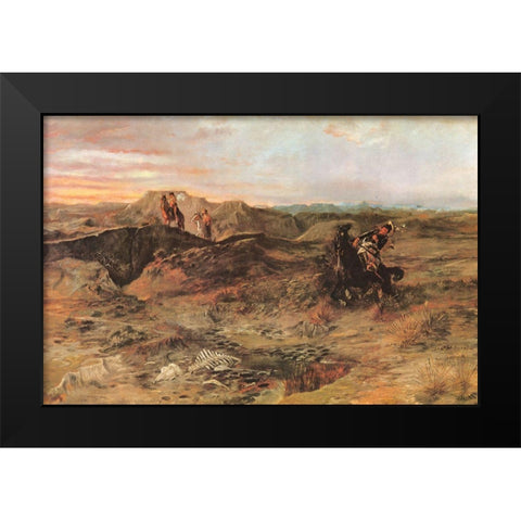 Shooting a Spy Black Modern Wood Framed Art Print by Russell, Charles Marion