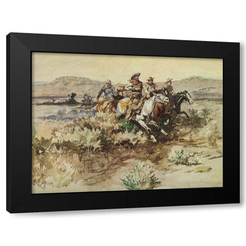 The Posse Black Modern Wood Framed Art Print with Double Matting by Russell, Charles Marion