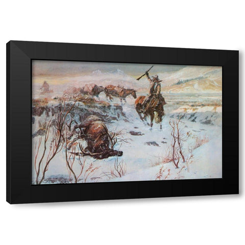 The Prize Shot Black Modern Wood Framed Art Print with Double Matting by Russell, Charles Marion
