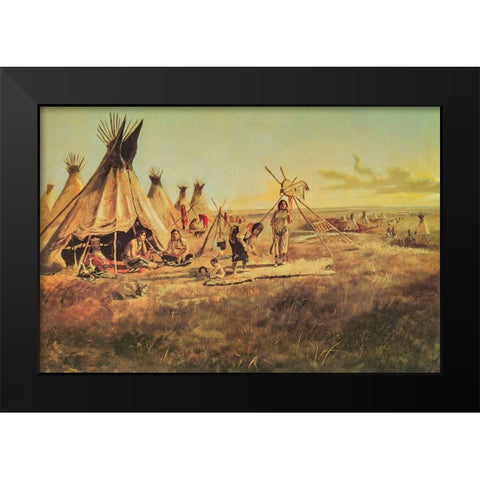 The Silk Robe Black Modern Wood Framed Art Print by Russell, Charles Marion