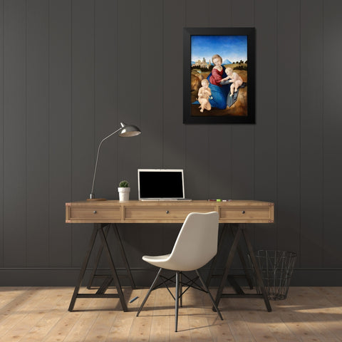 Madonna and Child with the Infant Saint John Black Modern Wood Framed Art Print by Raphael