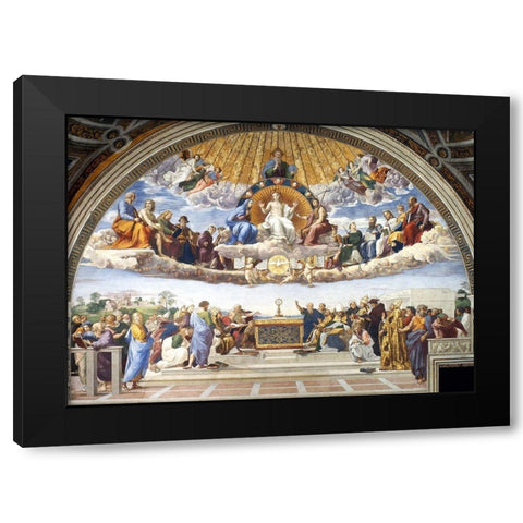 Disputation of the Holy Sacrament Black Modern Wood Framed Art Print with Double Matting by Raphael