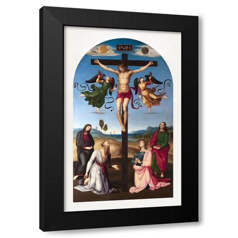 The Mond Crucifixion Black Modern Wood Framed Art Print by Raphael