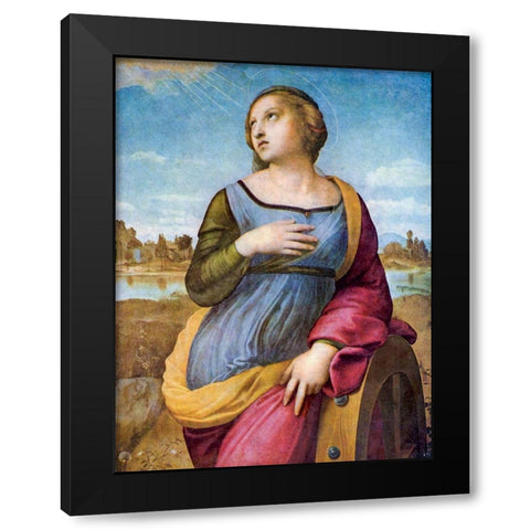 Saint Catherine of Alexandria Black Modern Wood Framed Art Print with Double Matting by Raphael