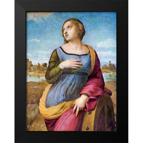 Saint Catherine of Alexandria Black Modern Wood Framed Art Print by Raphael
