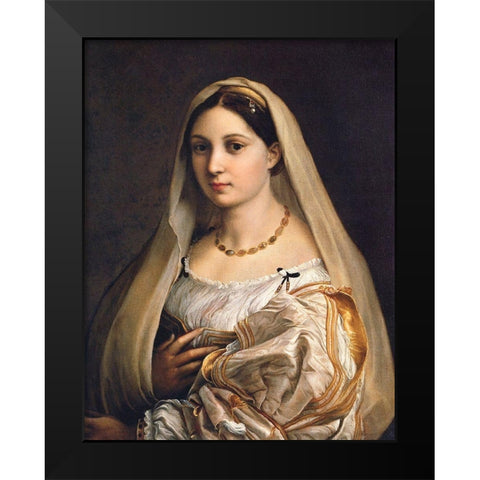 Woman with a veil Black Modern Wood Framed Art Print by Raphael