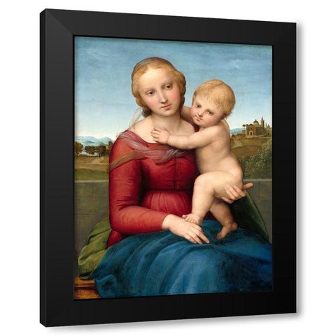 The Small Cowper Madonna Black Modern Wood Framed Art Print by Raphael