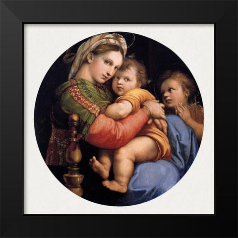 Madonna della seggiola Black Modern Wood Framed Art Print by Raphael