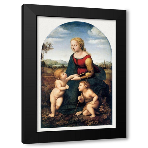 The Virgin and Child with Saint John the Baptist Black Modern Wood Framed Art Print by Raphael