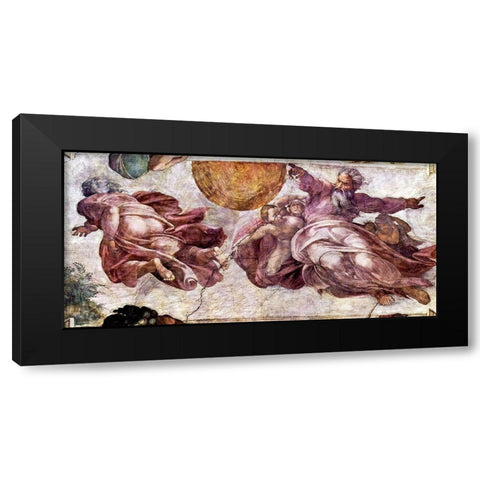 Fresco in the Sistine Chapel Black Modern Wood Framed Art Print by Michelangelo