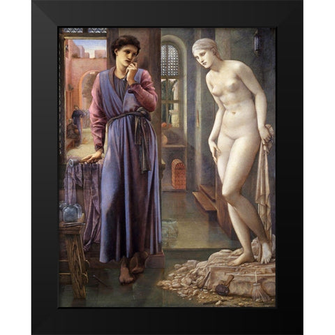 Pygmalion and the Image-The Hand Refrains Black Modern Wood Framed Art Print by Burneâ€“Jones, Edward