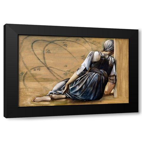 The Briar Rose Series-Study for The Garden Court Black Modern Wood Framed Art Print with Double Matting by Burneâ€“Jones, Edward