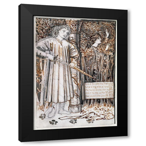 Pyramus and Thisbe-Pyramus Draws His Sword to Slay Himself Black Modern Wood Framed Art Print by Burneâ€“Jones, Edward