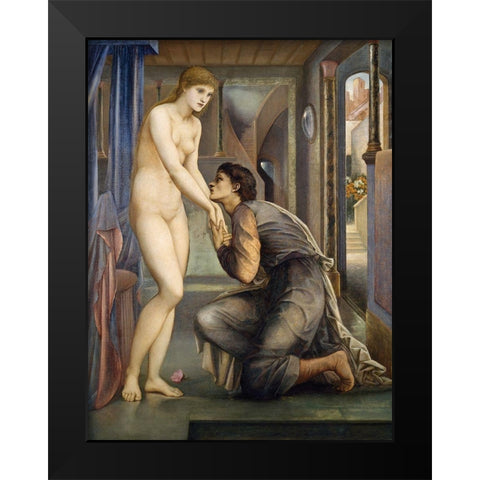 Pygmalion and the Image-The Soul Attains Black Modern Wood Framed Art Print by Burneâ€“Jones, Edward
