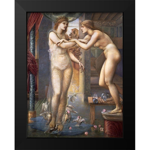 Pygmalion and the Image-The Godhead Fires Black Modern Wood Framed Art Print by Burneâ€“Jones, Edward