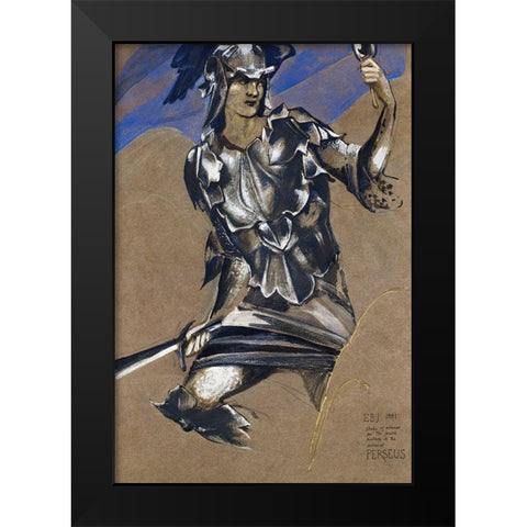 The Perseus Series-Study of Perseus in Armour for The Finding of Medusa Black Modern Wood Framed Art Print by Burneâ€“Jones, Edward