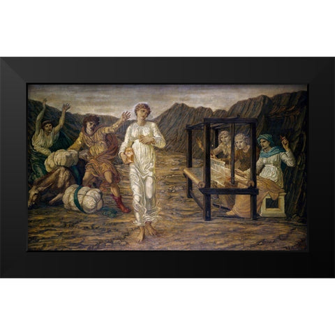Psyche set by Venus the Task Black Modern Wood Framed Art Print by Burneâ€“Jones, Edward