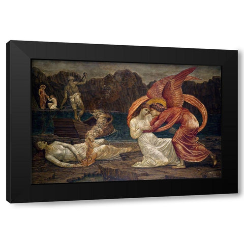 Psyche receiving the Casket from Proserpine Black Modern Wood Framed Art Print with Double Matting by Burneâ€“Jones, Edward