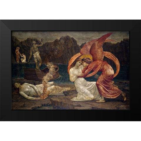 Psyche receiving the Casket from Proserpine Black Modern Wood Framed Art Print by Burneâ€“Jones, Edward