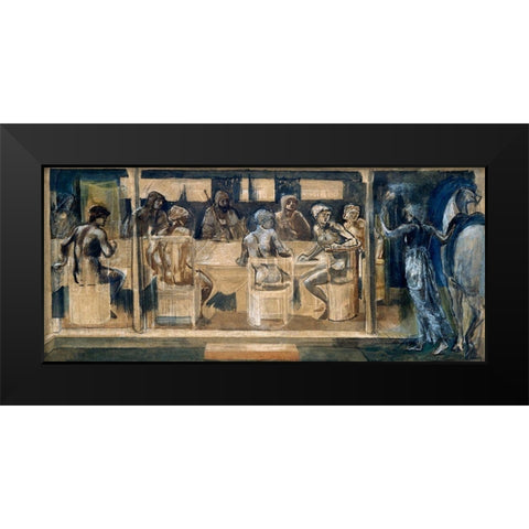 Quest for the Holy Grail-Study for the Summons Black Modern Wood Framed Art Print by Burneâ€“Jones, Edward