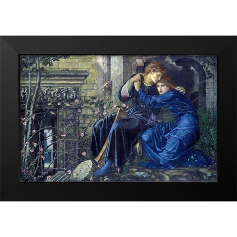 Love Among the Ruins Black Modern Wood Framed Art Print by Burneâ€“Jones, Edward