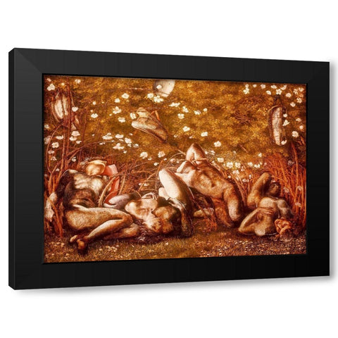 Study for The Sleeping Knights Black Modern Wood Framed Art Print with Double Matting by Burneâ€“Jones, Edward