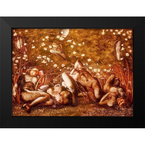 Study for The Sleeping Knights Black Modern Wood Framed Art Print by Burneâ€“Jones, Edward