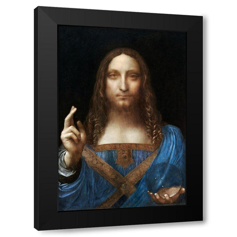 Salvator Mundi Black Modern Wood Framed Art Print by da Vinci, Leonardo