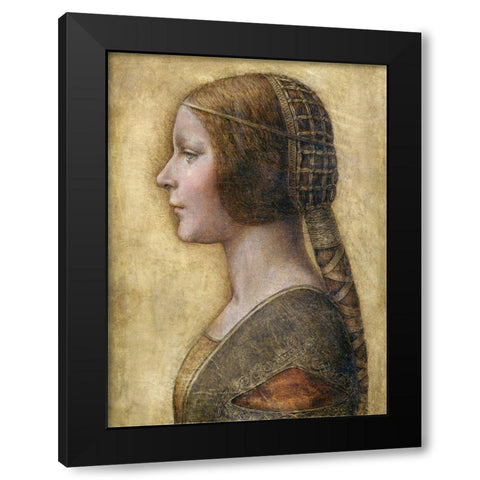Profile of a Young Fiancee Black Modern Wood Framed Art Print by da Vinci, Leonardo