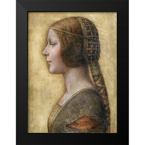 Profile of a Young Fiancee Black Modern Wood Framed Art Print by da Vinci, Leonardo