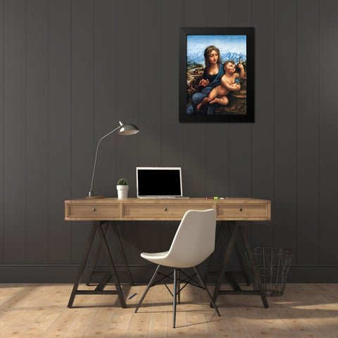 Madonna of the Yarnwinder Black Modern Wood Framed Art Print by da Vinci, Leonardo