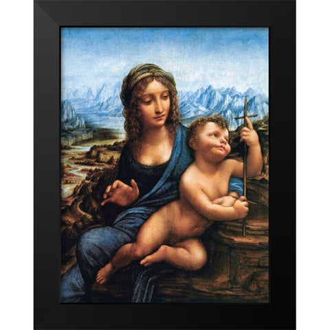 Madonna of the Yarnwinder Black Modern Wood Framed Art Print by da Vinci, Leonardo