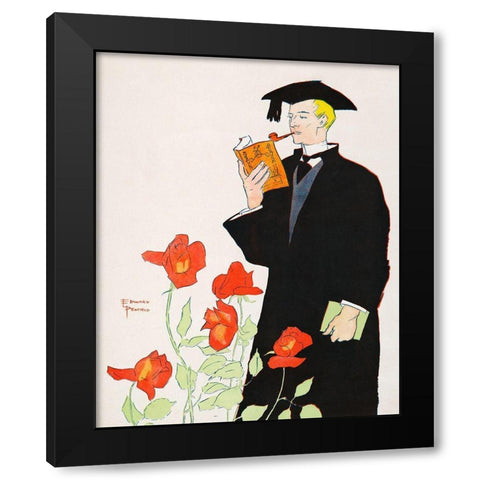 Man in academic dress Black Modern Wood Framed Art Print with Double Matting by Penfield, Edward