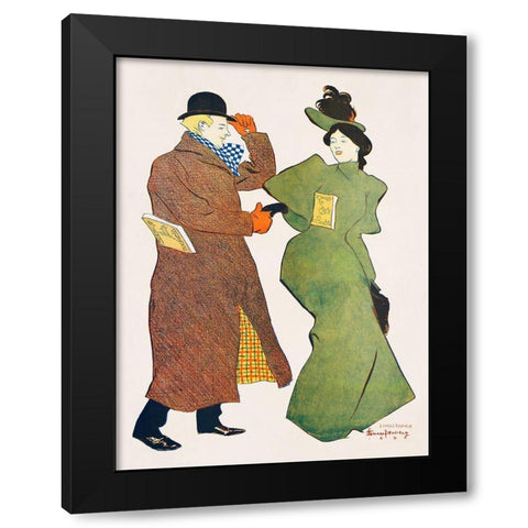 Man and Woman shaking hands Black Modern Wood Framed Art Print by Penfield, Edward