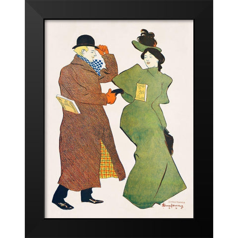 Man and Woman shaking hands Black Modern Wood Framed Art Print by Penfield, Edward
