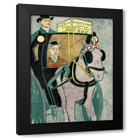 Man in Carriage  Black Modern Wood Framed Art Print by Penfield, Edward