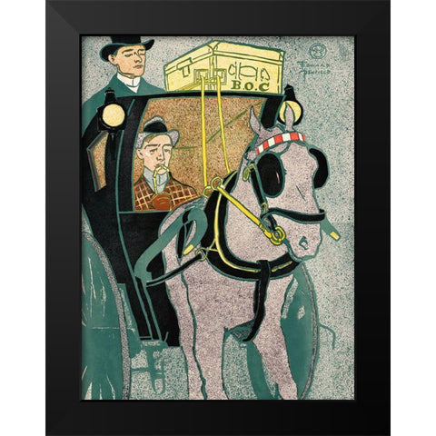 Man in Carriage  Black Modern Wood Framed Art Print by Penfield, Edward
