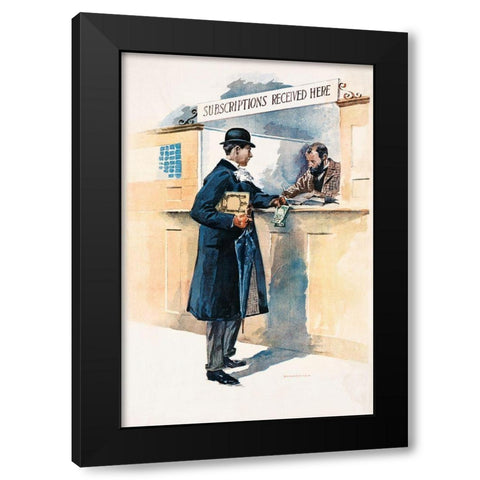 Man Getting Medicines Black Modern Wood Framed Art Print with Double Matting by Penfield, Edward
