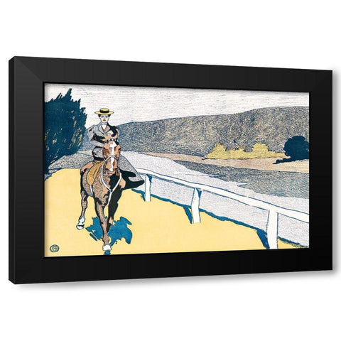 Woman Riding a Horse Black Modern Wood Framed Art Print by Penfield, Edward