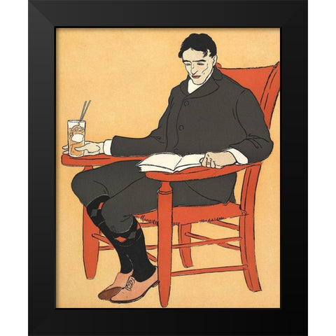 Man Sitting in a Chair Black Modern Wood Framed Art Print by Penfield, Edward