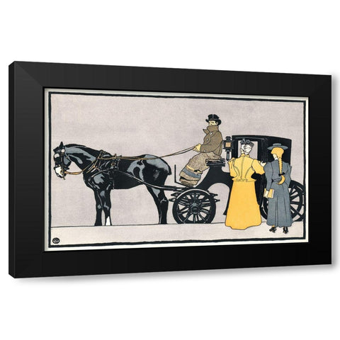 Horse Carriage Black Modern Wood Framed Art Print by Penfield, Edward