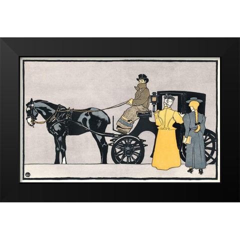Horse Carriage Black Modern Wood Framed Art Print by Penfield, Edward