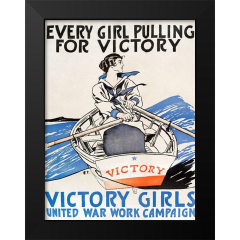 Every Girl Pulling for Victory Black Modern Wood Framed Art Print by Penfield, Edward