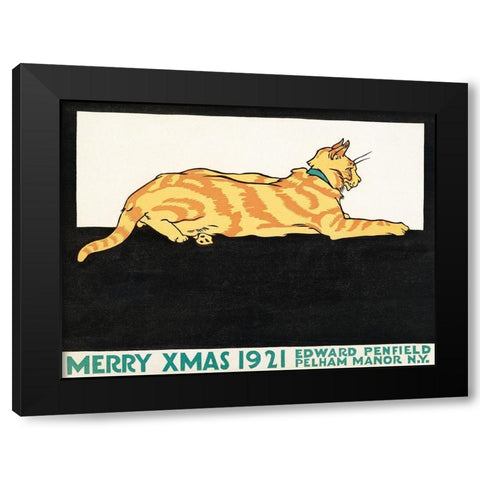 Merry Xmas 1921 Black Modern Wood Framed Art Print by Penfield, Edward
