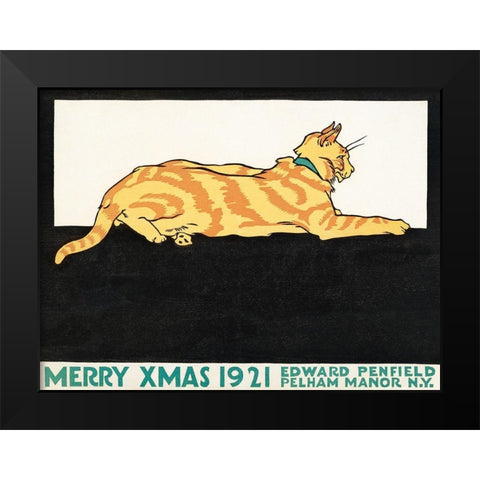 Merry Xmas 1921 Black Modern Wood Framed Art Print by Penfield, Edward