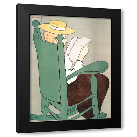 Woman Reading in a Rocking Chair Black Modern Wood Framed Art Print with Double Matting by Penfield, Edward