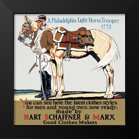 A Philadelphia Light Horse Trooper 1775 Black Modern Wood Framed Art Print by Penfield, Edward